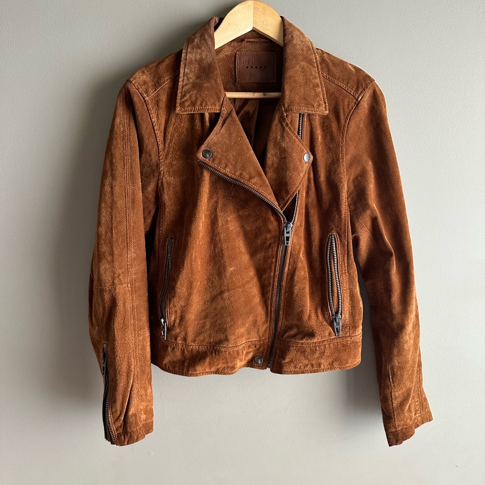 Blank NYC Suede Moto Jacket - Rust Brown